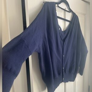 ba&sh Navy Elsy Button V-Neck Cardigan size M NWOT